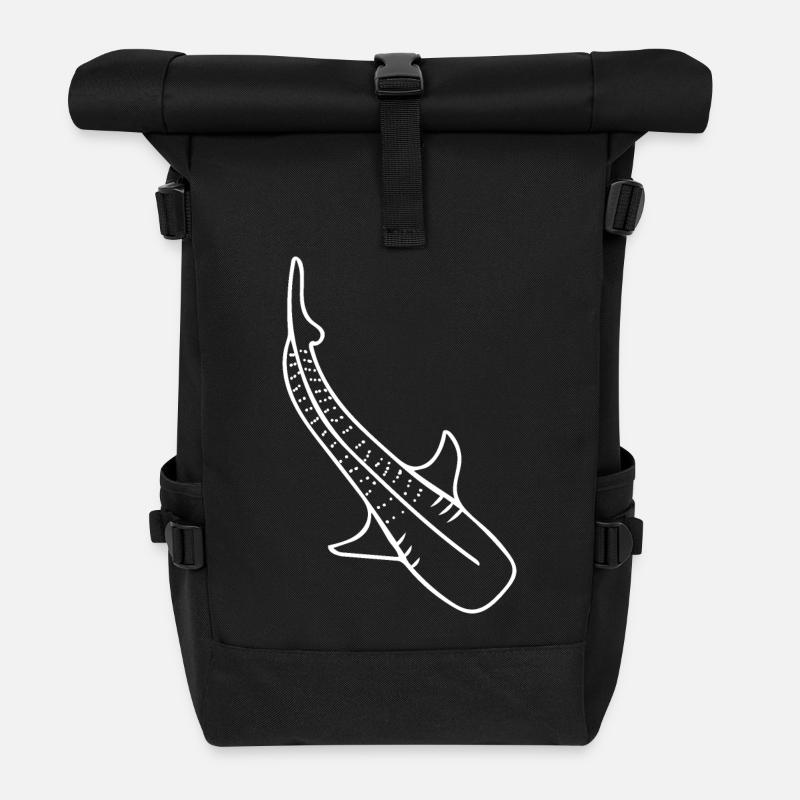 Elegant und Imposant - whaleshark white - Rolltop Rucksack - Schwarz