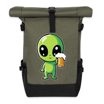 Alien avec de la bière - Sac à dos roll top - olive/noir - Devant