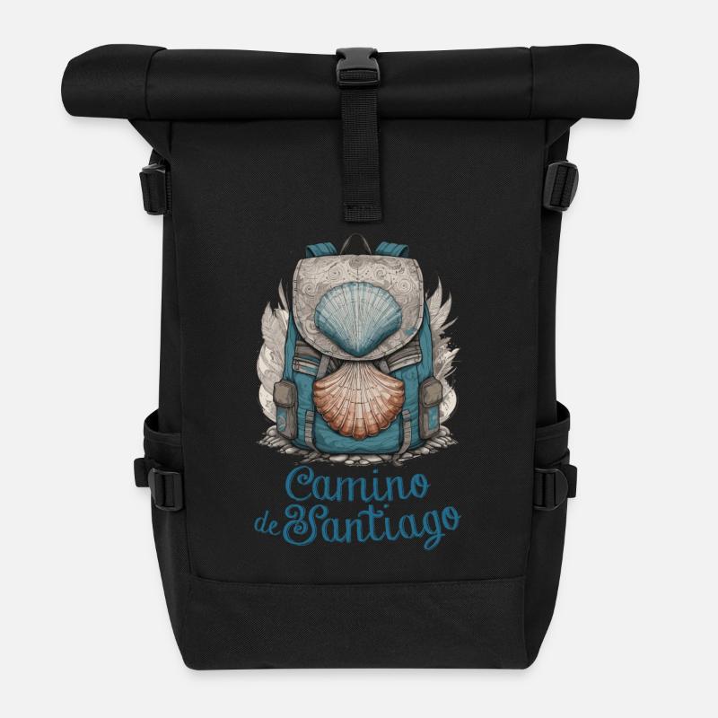 Camino de Santiago, pilgrim, Camino de Santiago - Roll Top Backpack - black