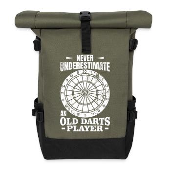 Never underestimate an old dart player - Roll Top Backpack - olive/black - Front