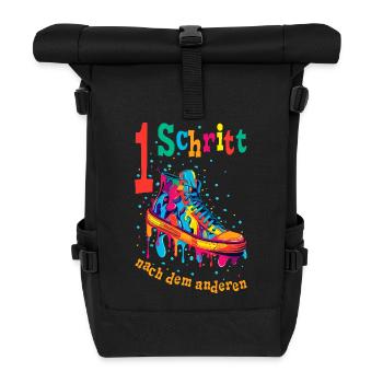 Ein Schritt nach dem anderen Mut machen Motivation - Rolltop Rucksack - Schwarz - Vorne