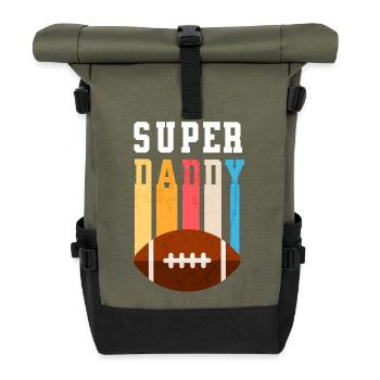 Papa Super Daddy Football Best Dad - Roll Top Backpack - olive/black - Front