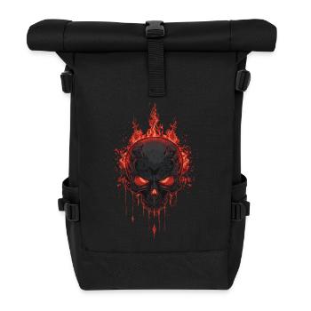 Crâne avec flammes - Sac à dos roll top - noir - Devant