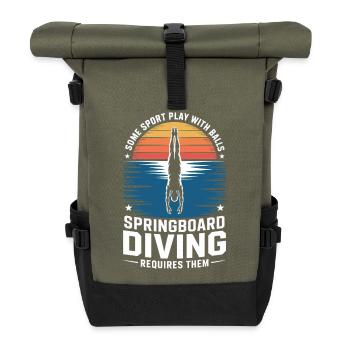 Diving diving board - Roll Top Backpack - olive/black - Front