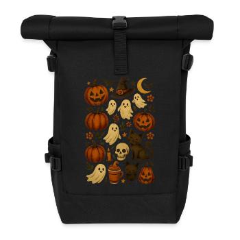 Bonbons d'Halloween et motifs effrayants - Sac à dos roll top - noir - Devant