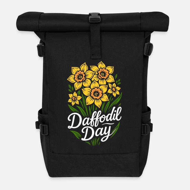 Daffodil Day - Cancer Awareness Tag - Roll Top Backpack - black