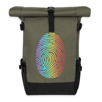 Colorful Rainbow Fingerprint - Roll Top Backpack - olive/black - Front
