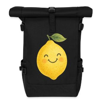 Kawaii Lemon Baby Kids Motif Cute Fruit - Roll Top Backpack - black - Front