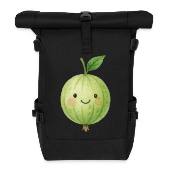 Stachelbeere Kawaii Kinder Baby Obst Motiv süß - Rolltop Rucksack - Schwarz - Vorne