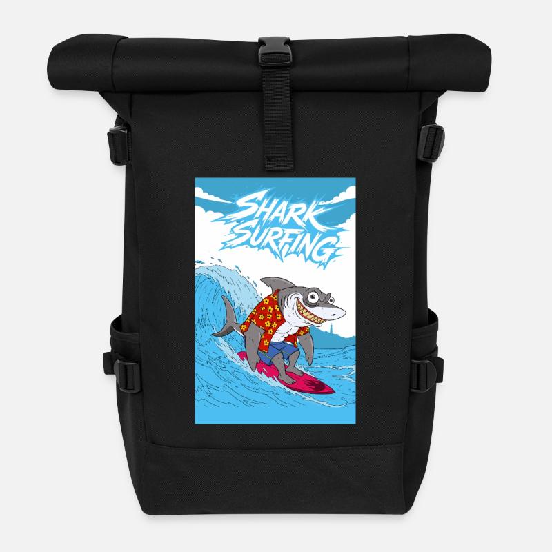 Surf sur les requins - Sac à dos roll top - noir