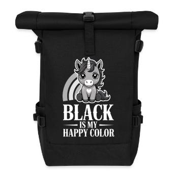 Unicorn Joy: Black Is My Happy Color - Roll Top Backpack - black - Front