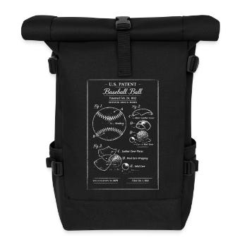 Vintage Baseball Patent-Skizze - Rolltop Rucksack - Schwarz - Vorne