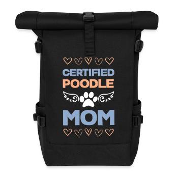 Zertifizierte Pudel-Mama - Rolltop Rucksack - Schwarz - Vorne