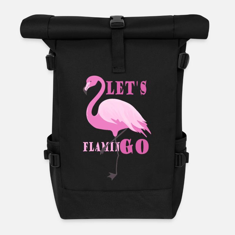 Flamingo Girl Stil-Statement - Rolltop Rucksack - Schwarz