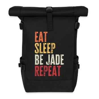 Iss, schlaf Sei Jade, wiederhole Retro-Name - Rolltop Rucksack - Schwarz - Vorne