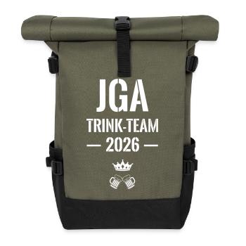 JGA TrinkTeam 2026 Kronen Bier - Rolltop Rucksack - Olive/Schwarz - Vorne