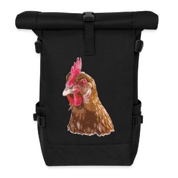 Fans de poulet - Coq - Coq - Poulet fleur - Bio - Sac à dos roll top - noir - Devant