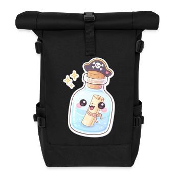 Cute Pirate Message in a Bottle - Rolltop Rucksack - Schwarz - Vorne