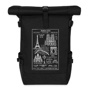 Pariser Stadtsilhouetten-Bauplan - Rolltop Rucksack - Schwarz - Vorne