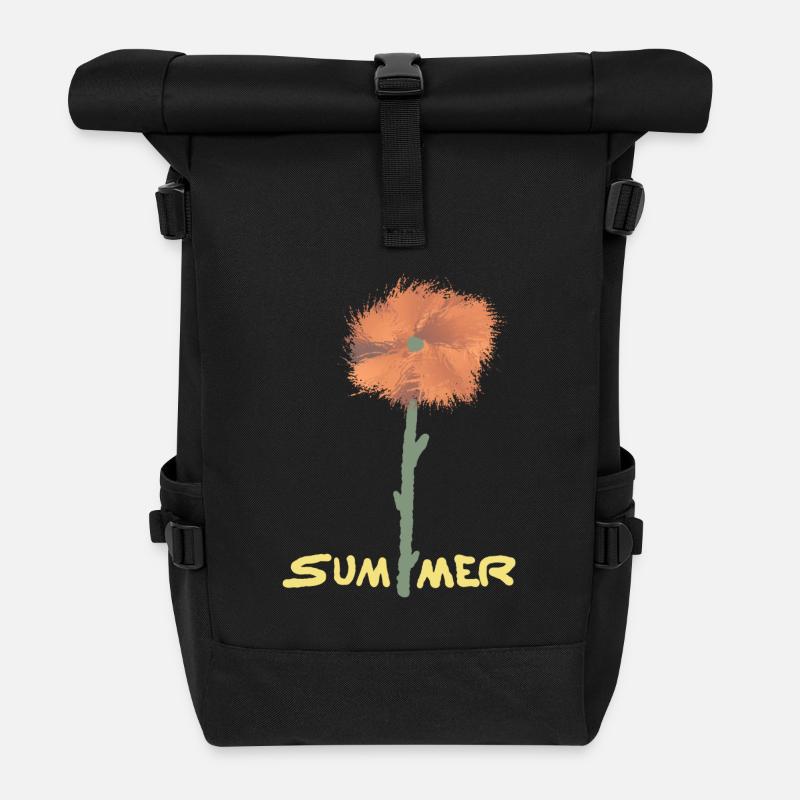 Summer flowers illustration on clothes - Roll Top Backpack - black