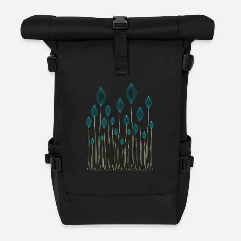 Dekorative Pflanzen - Rolltop Rucksack - Schwarz