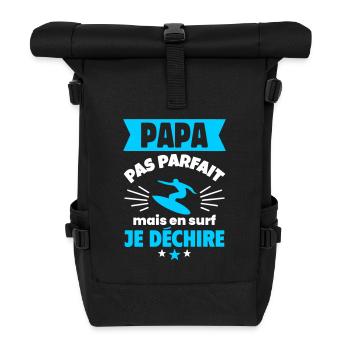 Papa pas parfait, mais en surf je déchire - Sac à dos roll top - noir - Devant