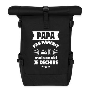 Papa pas parfait ski cadeau fête des pères - Sac à dos roll top - noir - Devant
