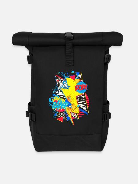 Blitz (Pop Art, Comic) - Rolltop Rucksack - Schwarz