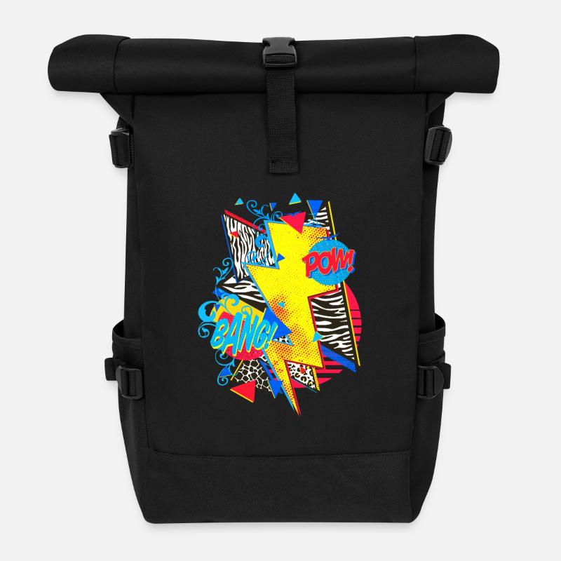 Blitz (Pop Art, Comic) - Rolltop Rucksack - Schwarz