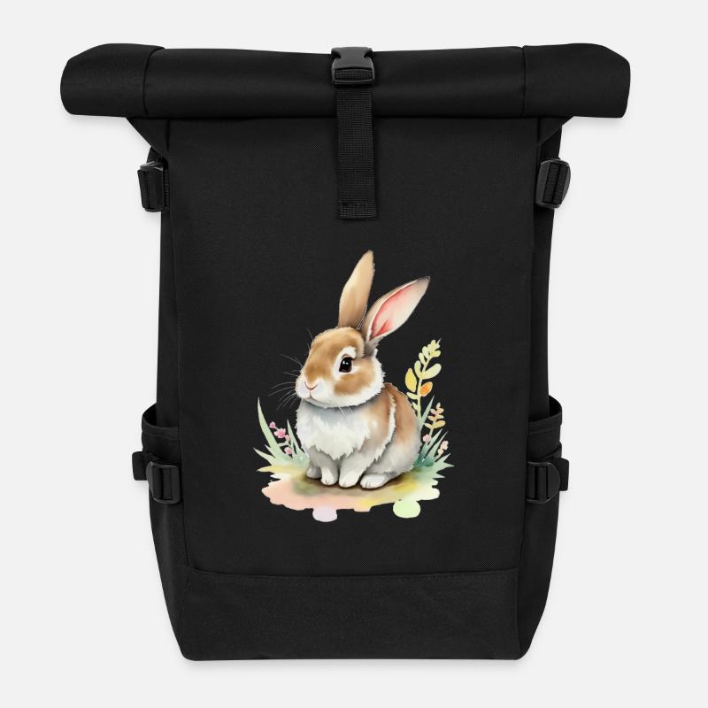 süßes Häschen - Rolltop Rucksack - Schwarz