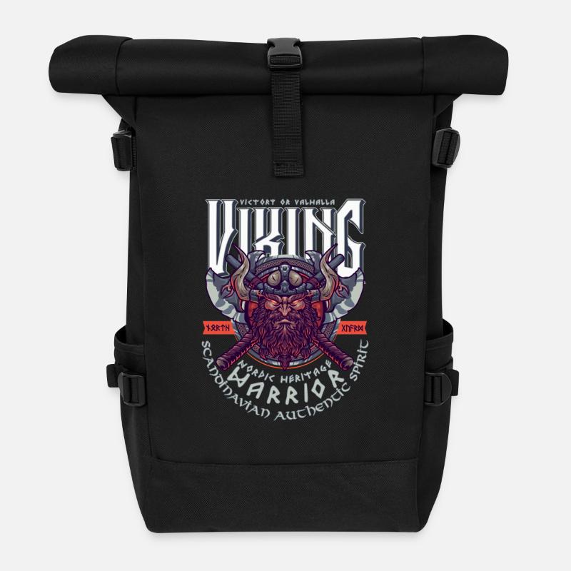 VIKING, VICTORY OR VALHALLA! - Roll Top Backpack - black