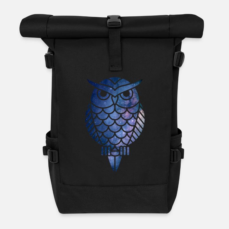 Eule Sterne - Rolltop Rucksack - Schwarz