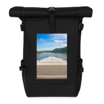 Deutsches Eck Koblenz Rhein & Mosel Poster - Rolltop Rucksack - Schwarz - Vorne