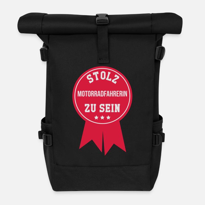 Motorradfahrer Motorradfahrerin Biker Motorrad - Rolltop Rucksack - Schwarz