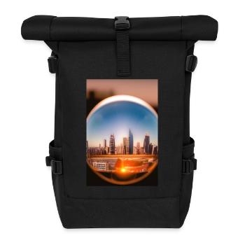 Stadt Kugel - Rolltop Rucksack - Schwarz - Vorne