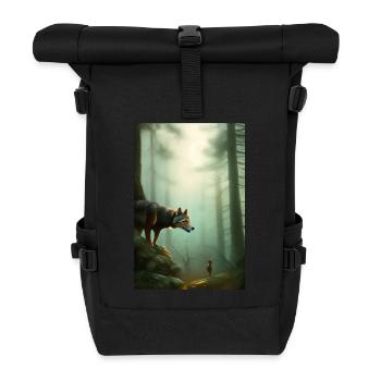 Wolf in the forest - Roll Top Backpack - black - Front
