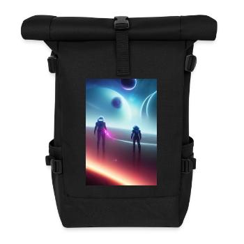 Astronaut, Weltall - Rolltop Rucksack - Schwarz - Vorne