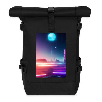 Futuristisches Weltall - Rolltop Rucksack - Schwarz - Vorne
