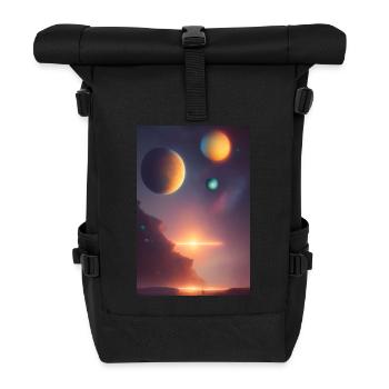 Weltall, Planeten - Rolltop Rucksack - Schwarz - Vorne