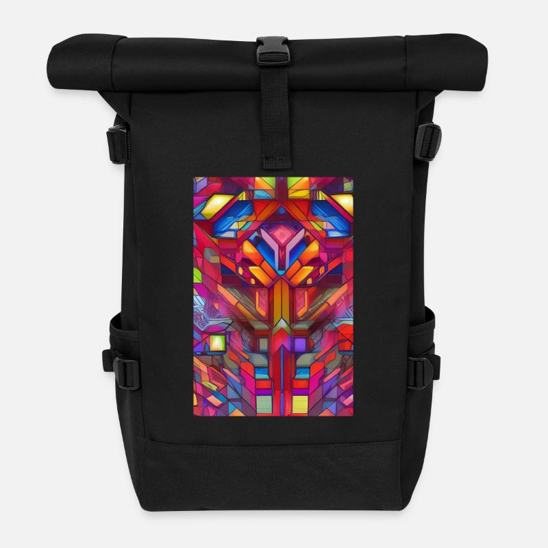 Formen und Muster - Rolltop Rucksack - Schwarz