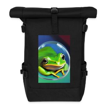 Frosch in einer Blase - Rolltop Rucksack - Schwarz - Vorne