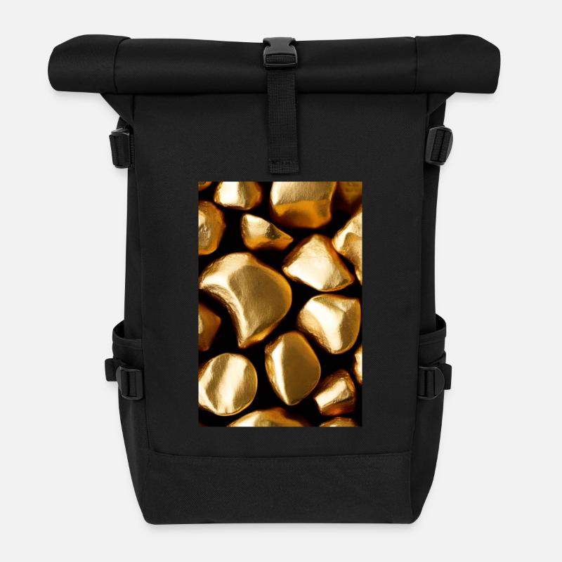 Gold Stücke - Rolltop Rucksack - Schwarz