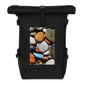 Bunte Steine - Rolltop Rucksack - Schwarz - Vorne