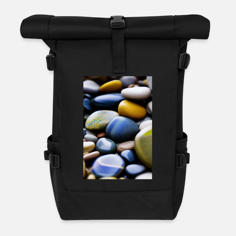 Colorful stones - Roll Top Backpack - black