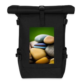 Colorful stones - Roll Top Backpack - black - Front