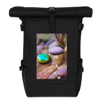 Bunte Steine - Rolltop Rucksack - Schwarz - Vorne
