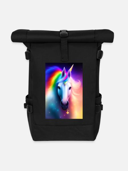 Unicorn - Roll Top Backpack - black