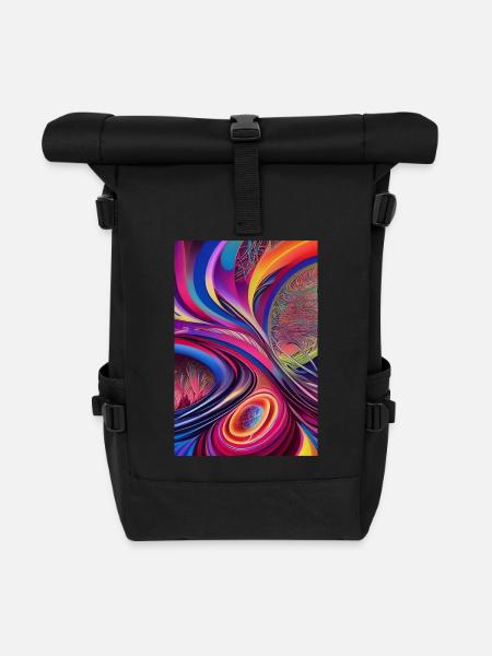 Art abstrait - Sac à dos roll top - noir