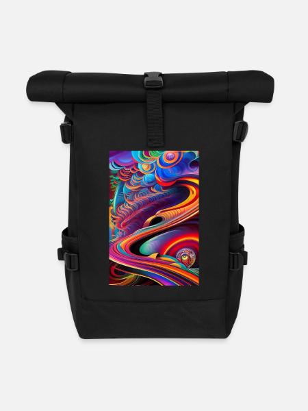 Abstrakte Kunst - Rolltop Rucksack - Schwarz