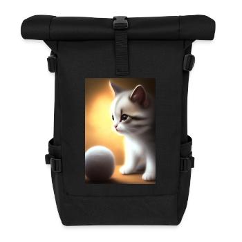 Petit bébé chat mignon - Sac à dos roll top - noir - Devant